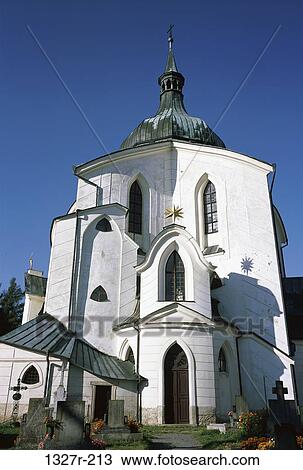 Stock Image - Pilgrimage Church of St. John of Nepomuk, Zelena Hora, Czech Republic. Fotosearch