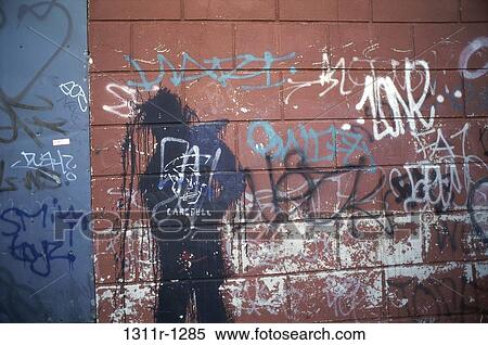 Stock Photography - urban, wall, writing, still life, graffiti, concrete, bricks. Fotosearch