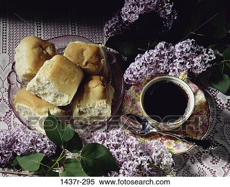 coffee, biscuits, bread, flowers, food, still life View Large Photo Image Stock Photography - coffee, biscuits, bread, flowers, food, still life. Fotosearch