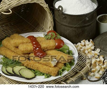 Stock Image - fish, salt, basket, pieces, seafood, dish. Fotosearch