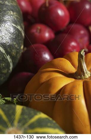 Stock Image - fruit, pumpkin, apples, food, still life, vegetable. Fotosearch