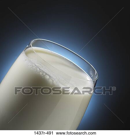 Stock Image - glass, milk, snack, full, dairy, still life. Fotosearch