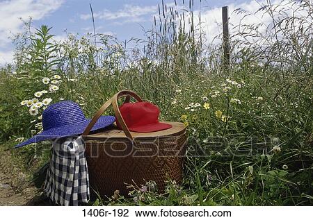 hats, picnic, basket, outdoors, food, pleasure View Large Photo Image Stock Image - hats, picnic, basket, outdoors, food, pleasure. Fotosearch