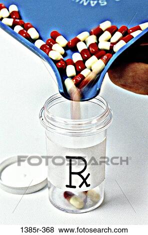 Stock Photo - industry, bottle, pouring, prescription, health, medicine, still life. Fotosearch
