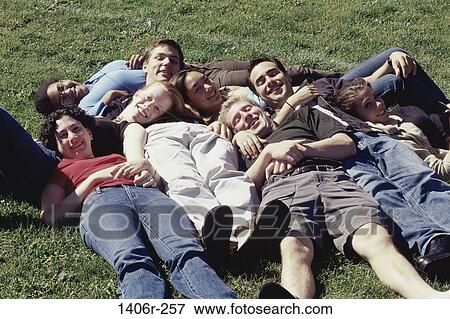 Stock Photo - multiethnic, people, smiling, outdoors, friends, diversity. Fotosearch