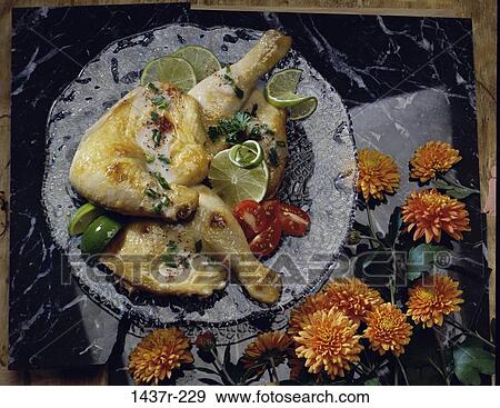 overhead, chicken, flowers, pieces, food, still life View Large Photo Image Stock Photo - overhead, chicken, flowers, pieces, food, still life. Fotosearch