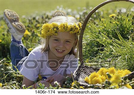 people, girl, flowers, basket, outdoors, child View Large Photo Image Picture - people, girl, flowers, basket, outdoors, child. Fotosearch