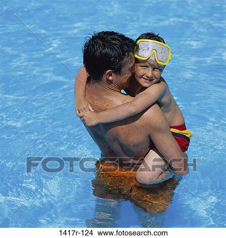Picture - people, swim, pool, swimming, mask, outdoors. Fotosearch
