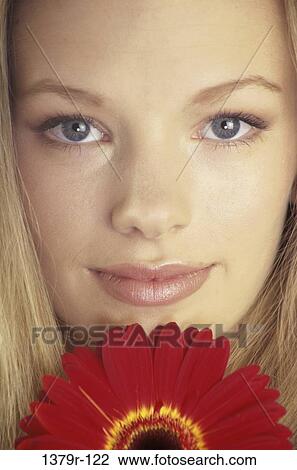people, woman, flower, blond, daisy, headshot, Caucasian View Large Photo Image Stock Image - people, woman, flower, blond, daisy, headshot, Caucasian. Fotosearch