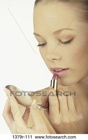 people, woman, makeup, blond, lipstick, beauty View Large Photo Image Stock Image - people, woman, makeup, blond, lipstick, beauty. Fotosearch