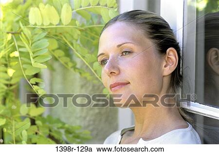people, woman, outdoors, contemplating, brunette, headshot View Large Photo Image Stock Image - people, woman, outdoors, contemplating, brunette, headshot. Fotosearch