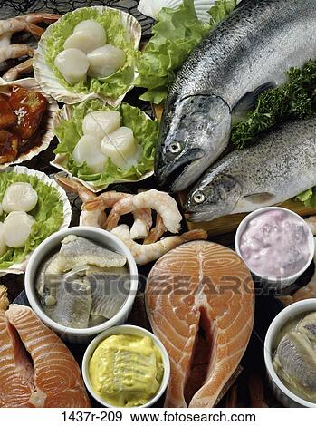 salmon, assorted, seafood, food, still life, variety View Large Photo Image Stock Photo - salmon, assorted, seafood, food, still life, variety. Fotosearch