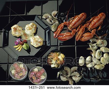 seafood, dish, food, still life, assortment, variety View Large Photo Image Stock Image - seafood, dish, food, still life, assortment, variety. Fotosearch