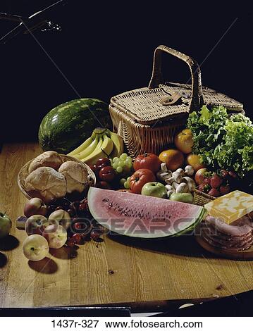 table, watermelon, mushrooms, ingredient, fruits, vegetables, food View Large Photo Image Stock Photo - table, watermelon, mushrooms, ingredient, fruits, vegetables, food. Fotosearch