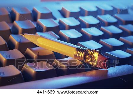 Stock Photo - blur, keyboard, pencil, business, still life, component. Fotosearch