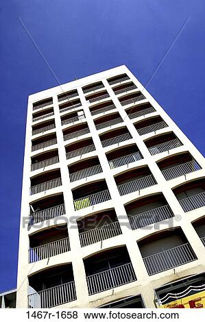 exterior, urban, building, balconies, pattern, tall, commercial View Large Photo Image Stock Photo - exterior, urban, building, balconies, pattern, tall, commercial. Fotosearch