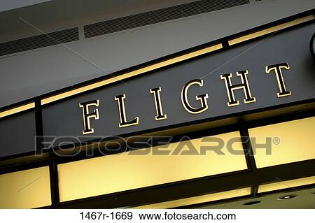 Stock Photo - flight, sign, airport, signage, Signage uprights. Fotosearch
