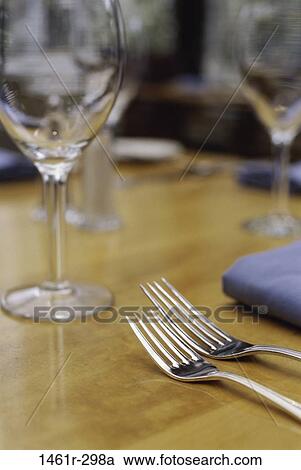 glasses, table, stemware, silverware, food, still life View Large Photo Image Stock Image - glasses, table, stemware, silverware, food, still life. Fotosearch