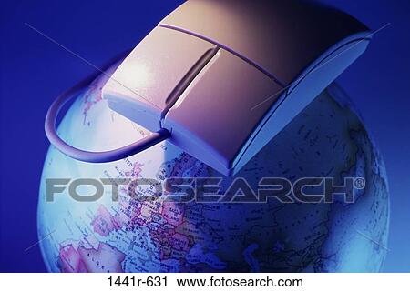 Stock Image - globe, mouse, computer, still life, internet, component. Fotosearch
