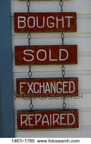 Stock Photography - hanging, choices, sign, store, shop, still life. Fotosearch