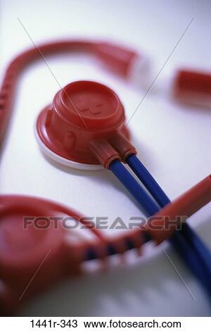 Stock Image - heart, stethoscope, health, still life, toy, medical. Fotosearch