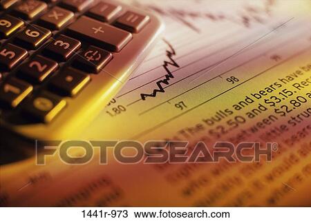 Stock Image - industry, calculator, graph, computer, chart, market. Fotosearch