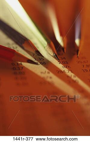 Stock Photo - industry, newspaper, market, finance, stock market, still life. Fotosearch