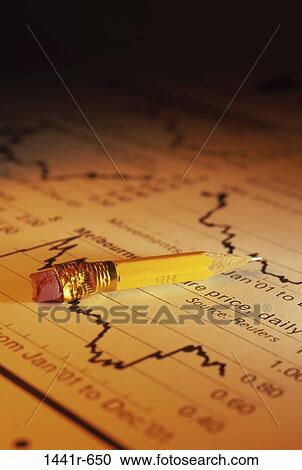 Stock Image - industry, pencil, market, finance, stock market, still life, graphs. Fotosearch