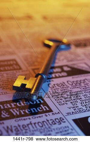 key, blur, moving, newspaper, still life, real estate View Large Photo Image Stock Photo - key, blur, moving, newspaper, still life, real estate. Fotosearch