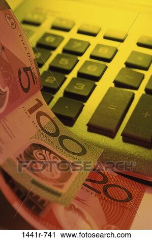 Stock Image - money, calculator, finance, still life, currency, euro. Fotosearch