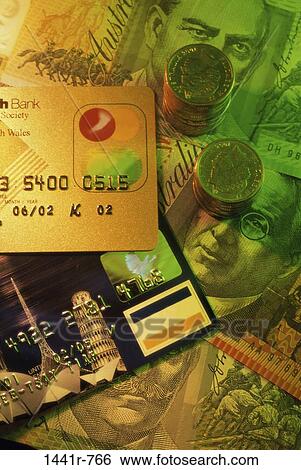 Stock Photograph - money, stacked, credit, finance, cash, still life. Fotosearch