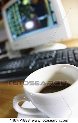 morning, coffee, computer, coffee cup, still life, indulgence View Large Photo Image Stock Photo - morning, coffee, computer, coffee cup, still life, indulgence. Fotosearch