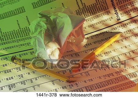 Stock Photo - paper, industry, newspaper, pencil, broken, defeat. Fotosearch