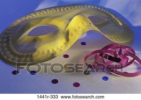 party, mask, festive, confetti, streamers, still life View Large Photo Image Stock Image - party, mask, festive, confetti, streamers, still life. Fotosearch