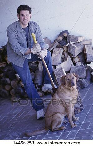 people, dog, pet, outdoors, ax, brunette View Large Photo Image Stock Image - people, dog, pet, outdoors, ax, brunette. Fotosearch