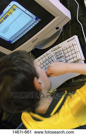 people, school, computer, boy, child, education, brunette View Large Photo Image Stock Image - people, school, computer, boy, child, education, brunette. Fotosearch