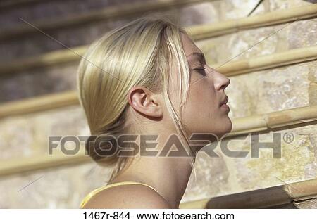 people, steps, stairs, woman, profile, daydreaming View Large Photo Image Picture - people, steps, stairs, woman, profile, daydreaming. Fotosearch