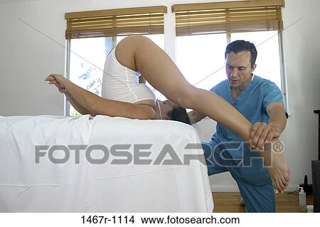 Picture - people, stretching, health, bending, personnel, treatment. Fotosearch