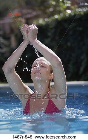 people, water, pool, woman, outdoors, blond, posing View Large Photo Image Stock Photo - people, water, pool, woman, outdoors, blond, posing. Fotosearch