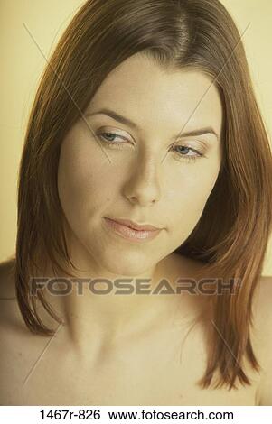 people, woman, posing, brunette, headshot, Caucasian View Large Photo Image Stock Photograph - people, woman, posing, brunette, headshot, Caucasian. Fotosearch