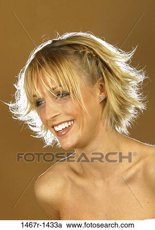 Stock Image - people, woman, smiling, smile, blond, fashion. Fotosearch