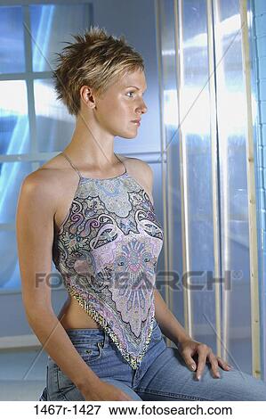 people, woman, staring, daydreaming, serious, blond, contemplating View Large Photo Image Stock Photo - people, woman, staring, daydreaming, serious, blond, contemplating. Fotosearch