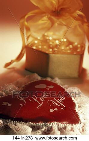 Stock Photo - pillow, heart, romantic, gift, present, romance, love. Fotosearch