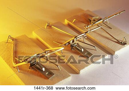 Stock Photo - row, still life, trap, mousetrap, Still lifes various. Fotosearch