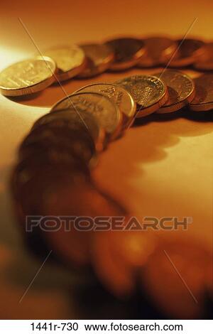 Stock Image - rows, money, finance, still life, coins, coin. Fotosearch