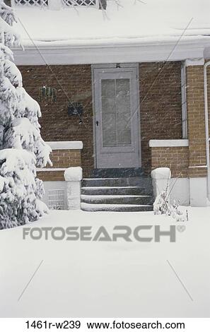 snow, steps, home, exterior, building, winter, covering View Large Photo Image Stock Photo - snow, steps, home, exterior, building, winter, covering. Fotosearch