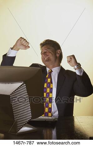 success, excitement, excited, computer, business, achievement View Large Photo Image Stock Photo - success, excitement, excited, computer, business, achievement. Fotosearch
