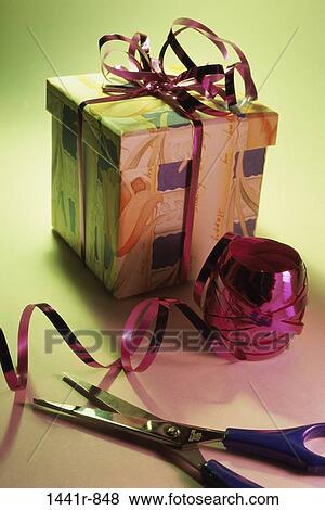wrapped, festive, surprise, gift, present, ribbon View Large Photo Image Stock Photo - wrapped, festive, surprise, gift, present, ribbon. Fotosearch