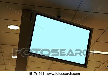 Hanging Ceiling Television Sign Screen Tv Stock Image