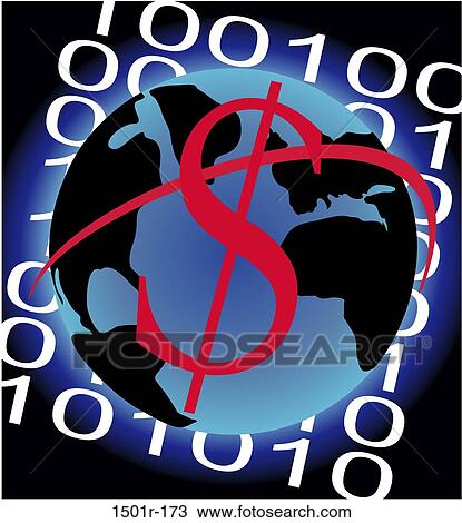 Stock Image - money, industry, globe, computer, global, finance. Fotosearch